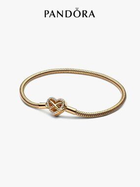 Pandora Sparkling Infinity Heart Clasp Snake Chain Bracelet